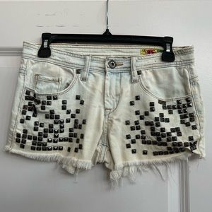 BLANK Mid-rise Frayed Denim Cutoff Jean Shorts